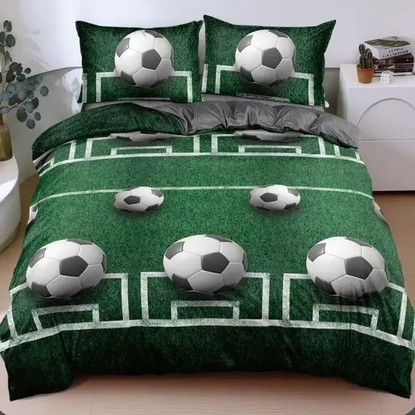 Lenjerie Pat Dublu Cu Elastic Bumbac Satinat - 3 Bucati 219 Lei - Verde, fotbal