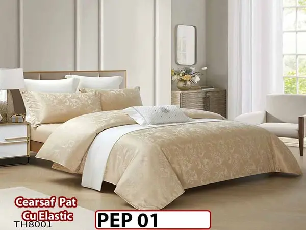 Lenjerie pat dublu, Jacquard Finet, din 4 piese - PEP 01