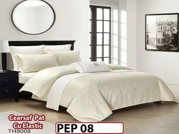 Lenjerie pat dublu, Jacquard Finet, din 4 piese - PEP 08