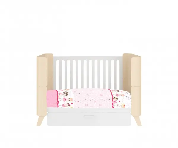 Lenjerie patut cu 3 piese 120x60 cm Balerina fond roz