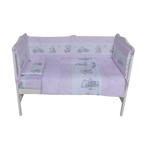 Lenjerie patut cu 3 piese 120x60 cm BearsToys Roz 109
