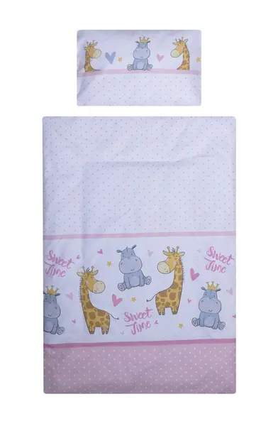 Lenjerie patut cu 4 piese 140x70 cm Hipo girafa