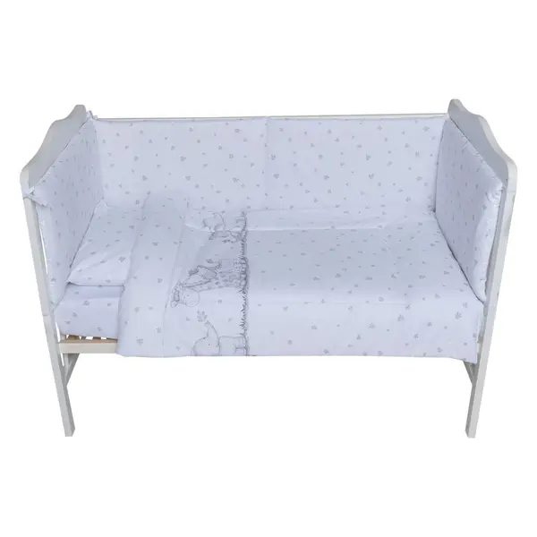 Lenjerie patut cu 5 piese 120x60 cm Animalute fond alb