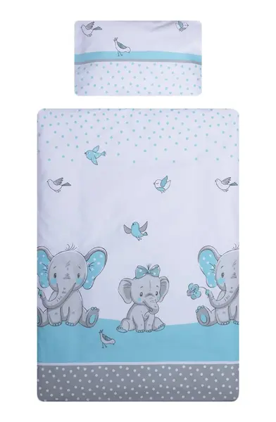 Lenjerie patut cu 7 piese 120x60 cm Elefant albastru