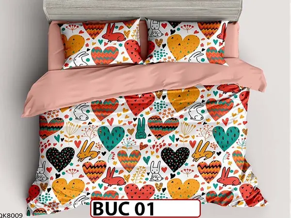 Lenjerie pentru 1 persoana din bumbac 100% 4 piese -BUC01