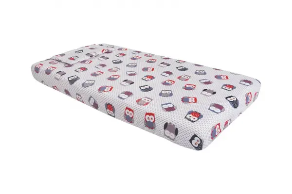 Lenjerie pentru patut 120x60 cm SomnArt Bufnite Mici din bumbac cu 3 piese