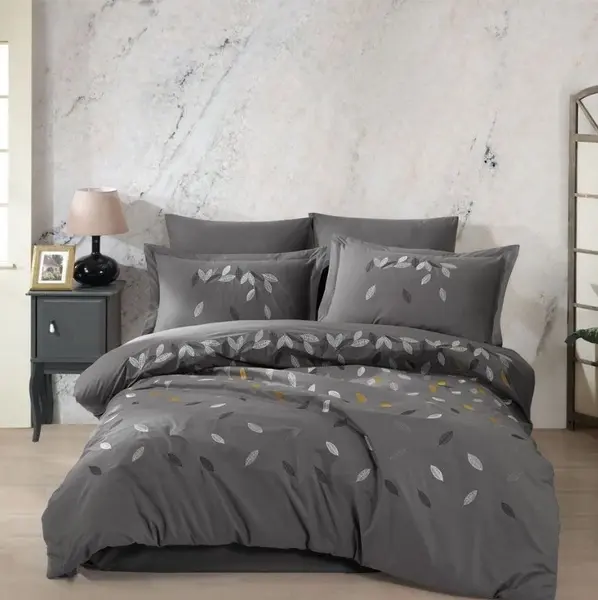Lenjerie Poplin Lidia Gray (Bumbac Poplin 100% brodat) 6 piese