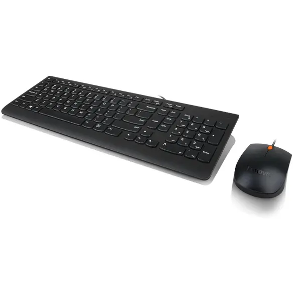 Lenovo Kit tastatura si mouse Lenovo 300, Cu fir, Layout US, 1600 dpi, Negru
