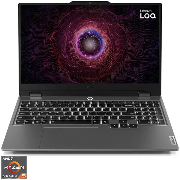 Lenovo Laptop Gaming Lenovo LOQ 15ARP9, Procesor AMD Ryzen™ 5 7235HS, Display 15.6 Full HD, IPS, 144Hz, 16GB DDR5 RAM, 512GB SSD, Placa video NVIDIA® GeForce RTX™ 4050 6GB GDDR6, Luna Grey