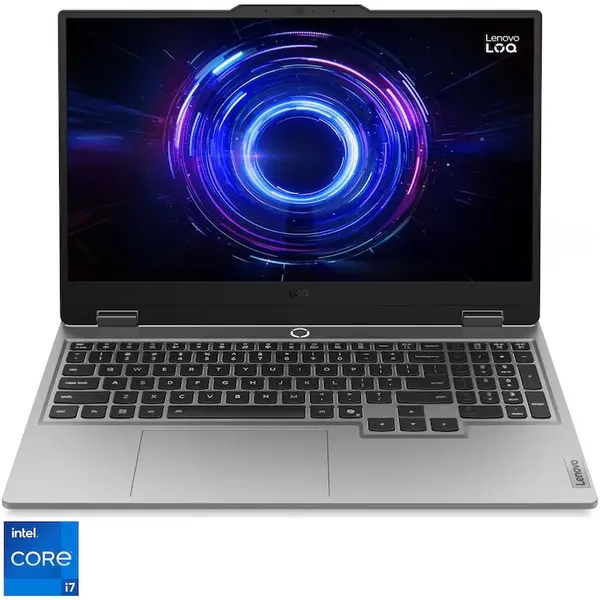 Lenovo Laptop Gaming Lenovo LOQ 15IRX10 cu procesor Intel Core™ i7-13645HX, Display 15.6 Full HD, IPS, 144Hz, 16GB DDR5 RAM, 512GB SSD, Placa video NVIDIA GeForce RTX™ 5050 8GB GDDR7, No OS, Luna Grey