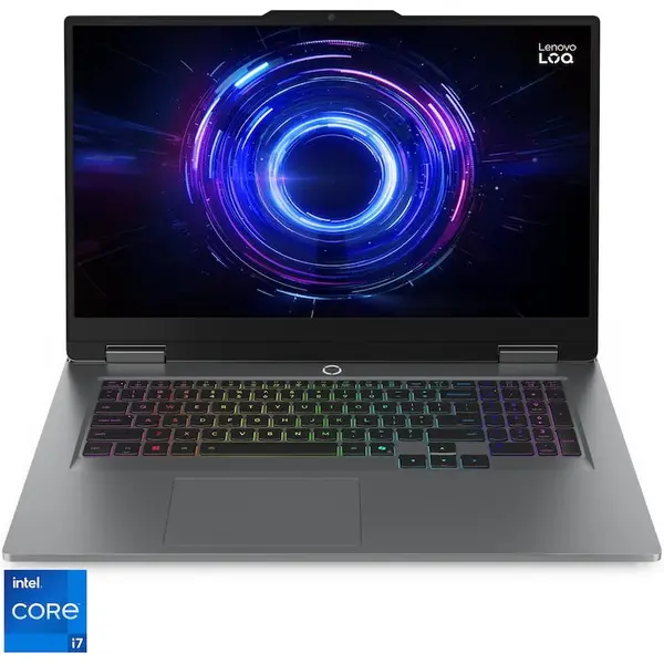 Lenovo Laptop Gaming Lenovo LOQ 17IRX10 cu procesor Intel® Core™ i7-14700HX pana la 5.5GHz, 17.3 Full HD, IPS, 165Hz, 32GB DDR5 RAM, 1TB SSD, NVIDIA® GeForce RTX™ 5060 8GB GDDR7, No OS, Luna Grey