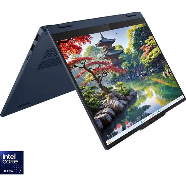 Lenovo Laptop Lenovo IdeaPad 5 2-in-1 14IAL10, 14 WUXGA (1920x1200), TOUCH, Intel® Core™ Ultra 7 255U, 16GB LPDDR5X, 512GB SSD, Intel Graphics, No OS, Albastru (INT Keyboard)