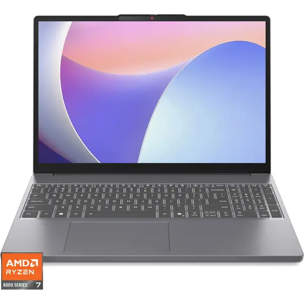 Lenovo Laptop Lenovo IdeaPad Slim 3 15AHP10, Display 15.3'' WUXGA 1920 x 1200, IPS, Procesor AMD Ryzen™ 7 8840HS, Memorie RAM 16GB DDR5, Capacitate de stocare 1TB SSD, Placa video integrata AMD Radeon 780M, No OS, Gri (INT Keyboard)