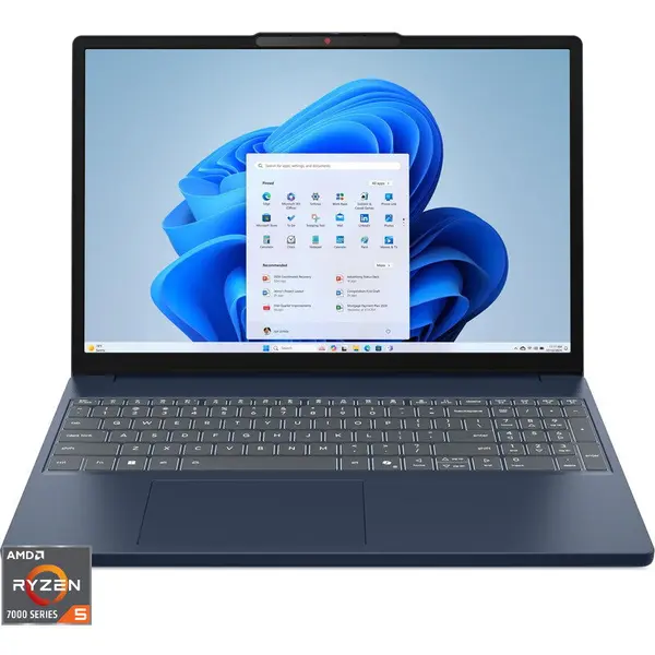 Lenovo Laptop Lenovo IdeaPad Slim 3 15ARP10, Procesor AMD Ryzen™ 5 7535HS, Display 15.3 WUXGA (1920x1200), IPS, Memorie RAM 16GB DDR5, Capacitate 512GB SSD, Placa video integrata AMD Radeon™ 660M Graphics, Windows® 11 Home, Cosmic Blue (INT Keyboard)