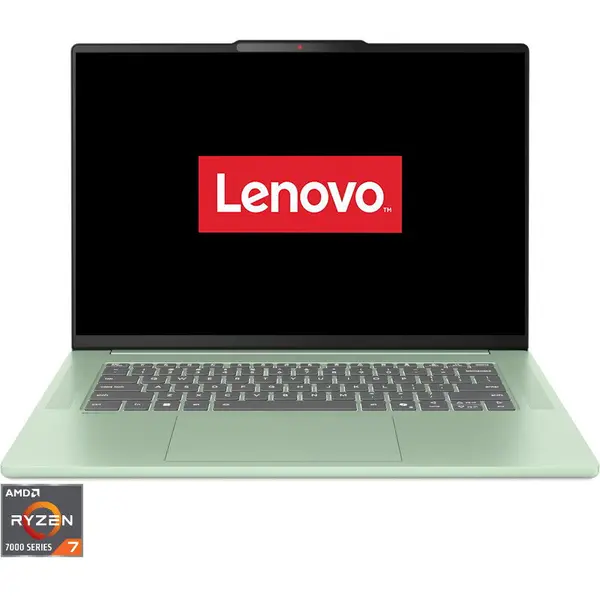 Lenovo Laptop Lenovo IdeaPad Slim 5 15ARP10, Procesor AMD Ryzen™ 7 7735HS, 15.1 WQXGA (2560 x 1600), OLED, Memorie RAM 16GB LPDDR5x, Capacitate 1TB SSD, Placa video integrata AMD Radeon™ 680M Graphics, No OS, Seafoam Green (INT Keyboard)
