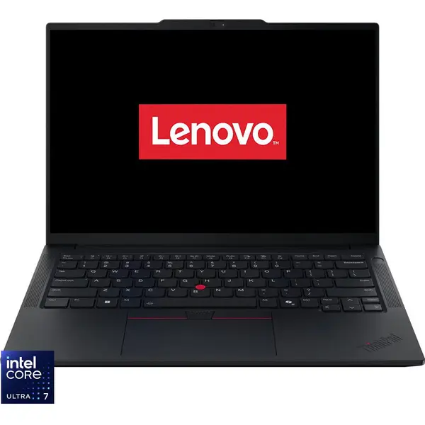 Lenovo Laptop Lenovo ThinkPad E14 Gen 7, Display 14'' WUXGA (1920x1200), IPS, Procesor Intel® Core™ Ultra 7 255H, Memorie RAM 16GB DDR5, Capacitate de stocare 1TB SSD, Placa video integrata Intel Arc Graphics, No OS, Negru (INT Keyboard)