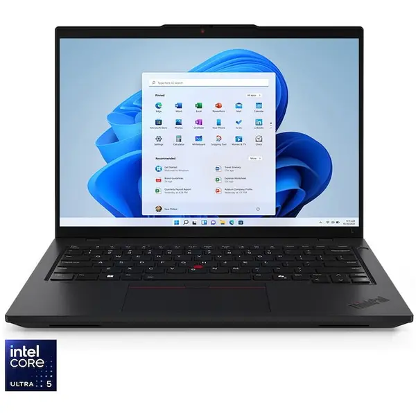 Lenovo Laptop Lenovo ThinkPad L14 Gen 5, Procesor Intel Core Ultra 5 125U, Display 14 WUXGA 1920x1200, Memorie RAM 16GB DDR5, Capacitate de stocare 512GB SSD, Placa video integrata Intel Graphics, No OS, Negru (INT Keyboard)