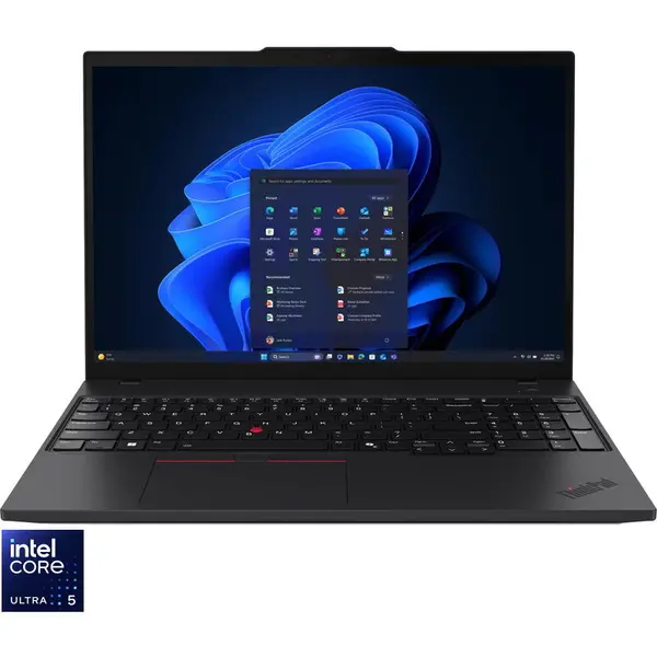 Lenovo Laptop Lenovo ThinkPad T16 Gen 4, Procesor Intel® Core Ultra 5 225U, Display 16 WUXGA (1920x1200), IPS, Memorie RAM 32GB DDR5, Capacitate 1TB SSD, Placa video integrata Intel® Graphics, Windows® 11 Pro, Negru (INT Keyboard)