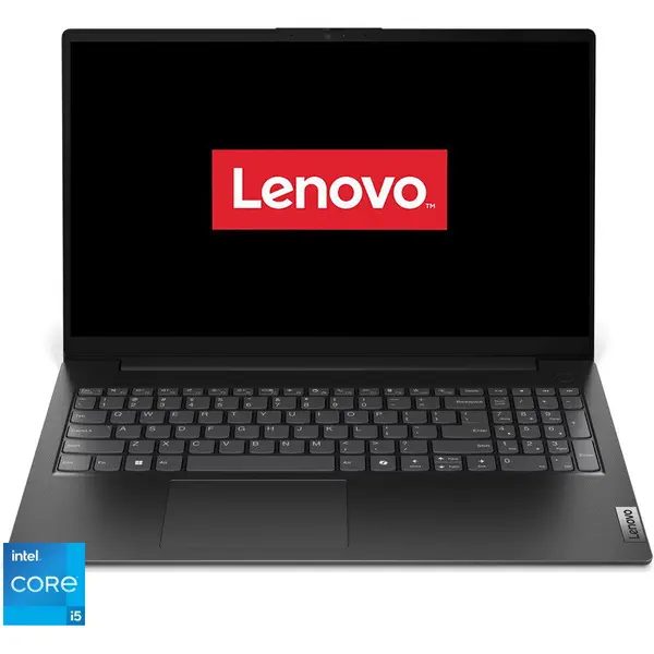 Lenovo Laptop Lenovo V15 G5 IRL cu procesor Intel® Core i5-13420H pana la 4.60 GHz, 15.6 FHD, 16GB RAM, 512GB SSD, Intel® UHD Graphics, No OS, Negru