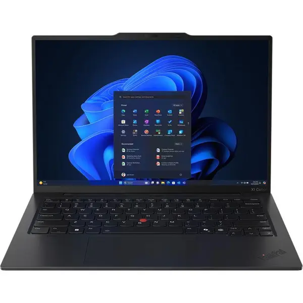 Lenovo Laptop ThinkPad X1 Carbon Gen 13 Aura Edition, Procesor Intel® Core™ Ultra 7 265U pana la 5.30 GHz, 14 inch, 2.8K OLED, 120Hz VRR, Touch, 64GB LPDDR5X, 2TB SSD, 5G, Intel® Graphics, Windows 11 Pro, Negru