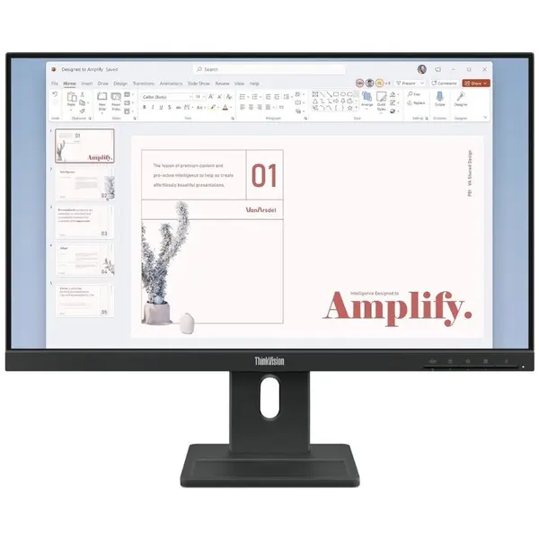 Lenovo Monitor IPS LED Lenovo ThinkVision 23.8 E24-40, Full HD 1920 x 1080, VGA, HDMI, DisplayPort, Boxe, Pivot, 100 Hz, 4 ms Negru