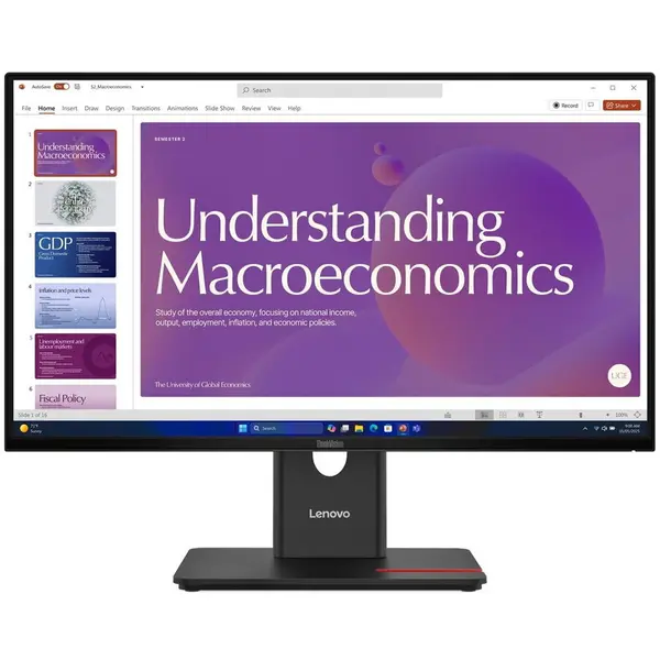 Lenovo Monitor IPS LED, Lenovo ThinkVision 23.8 T24D-40, Full HD 1920x1080, 1 ms, 120 Hz, HDMI, DisplayPort, Boxe, Pivot, Negru