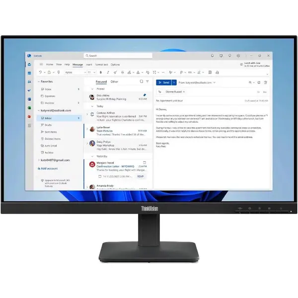 Lenovo Monitor IPS LED Lenovo ThinkVision S24-4e, 23.8 inch, Full HD (1920 x 1080), VGA, HDMI, 100 Hz, 4 ms, Negru