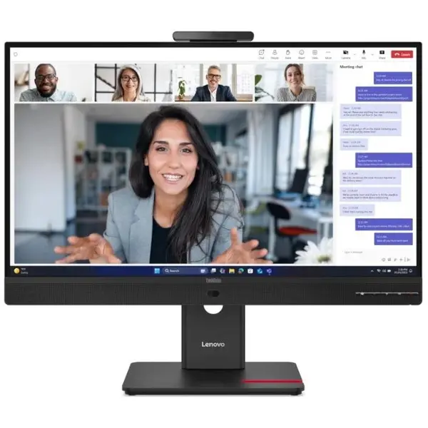 Lenovo Monitor IPS LED Lenovo ThinkVision T27QD-4v, 27 inch, QHD (2560x1440), HDMI, DisplayPort, Pivot, 120 Hz, 4 ms, Webcam, Boxe integrate, Negru