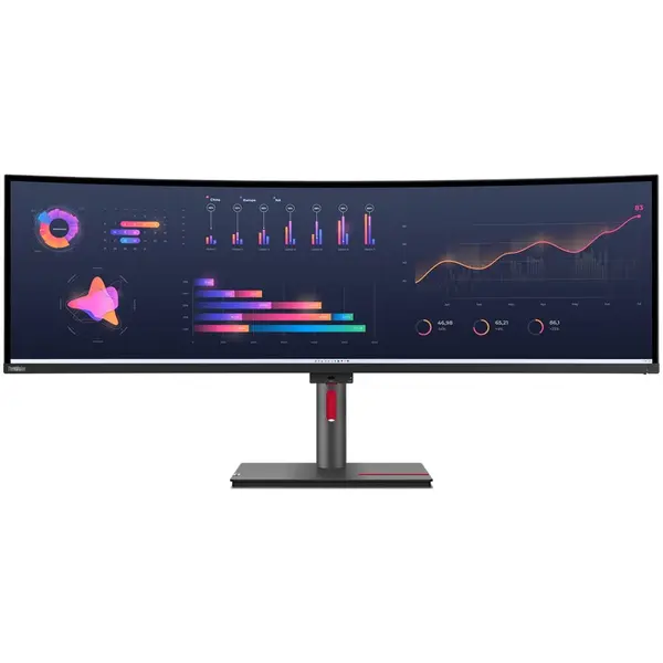 Lenovo Monitor LED Lenovo ThinkVision P49w-30 Curbat, 49, DQHD, IPS, 4 ms, 60 Hz, Thunderbo, Negru