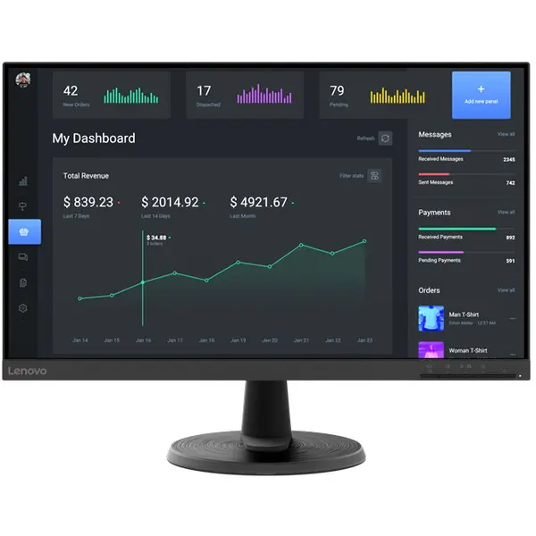 Lenovo Monitor VA LED Lenovo C24-40, 24, Full HD (1920 x 1080), VGA, HDMI, 75 Hz, 4 ms, Negru