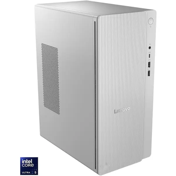 Lenovo Sistem desktop PC Lenovo IdeaCentre Tower 17IAS10, procesor Intel® Core Ultra 5 225 pana la 4.9GHz, 16GB DDR5, 1TB SSD M.2 2280, Integrated Intel® Graphics, NO OS, Gri