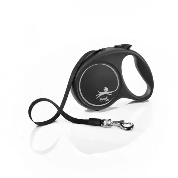 Lesa retractabila cu banda Flexi Neagra M 5 m 25 kg