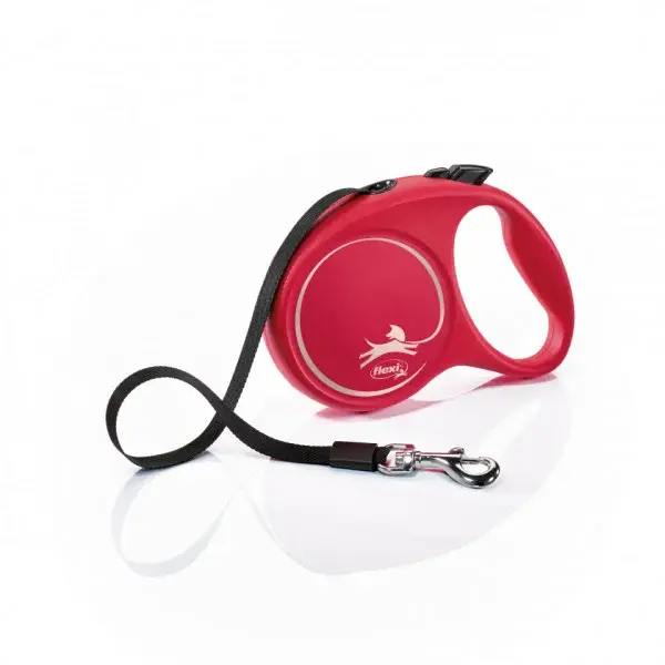 Lesa retractabila cu banda Flexi Rosie M 5 m 25 kg