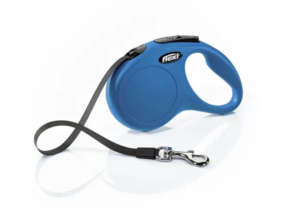 Lesa retractabila pentru caini Flexi Classic, L, 5m, cu banda, albastru