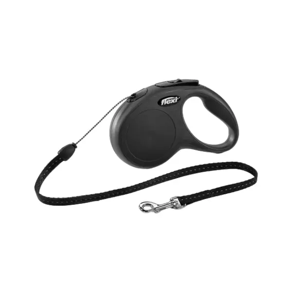 Lesa retractabila pentru caini Flexi Classic, S, 5m, cu snur, negru