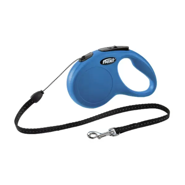 Lesa retractabila pentru caini Flexi Classic, XS, 3m, cu snur, albastru