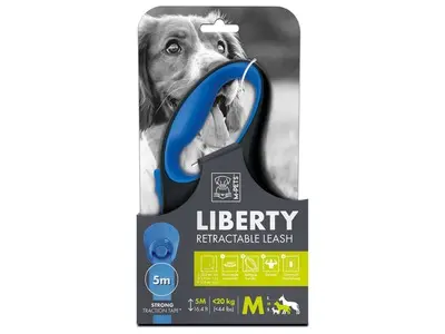 Lesa retractabila pentru caini, LIBERTY M-PETS, albastra M