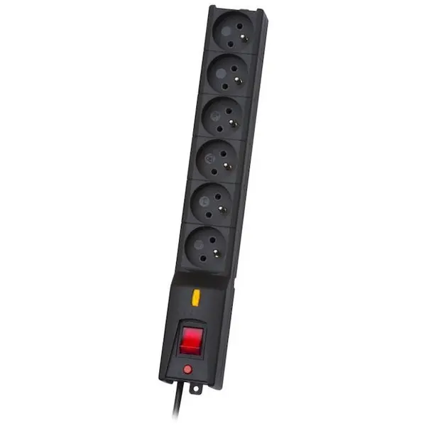 LESTAR Prelungitor multiplu Lestar, 6 prize, 5m, Negru