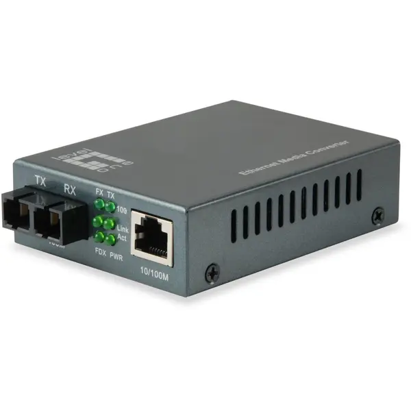 LEVELONE Media Convertor LevelOne FVT-1101, 100MB, lungime de unda 1310nm, interfata SC, port LAN RJ-45, Gri