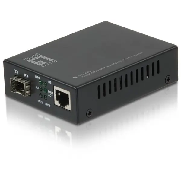 LEVELONE Media convertor LevelOne GVT-2000, SFP, RJ-45, rata transfer 1000 Mbps, Negru