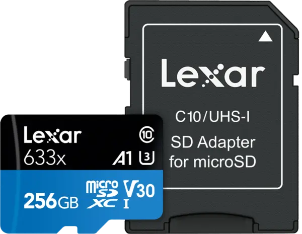 Lexar microSDXC 633x UHS-I/A1/U3/10 R100/W45MB (V30) 256GB, Card memorie