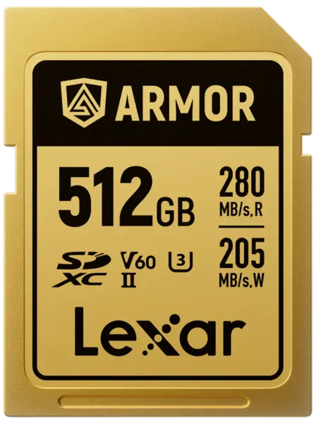 Lexar SDXC ARMOR Gold UHS-II U3, Stainless Steel, IP68 R280/W210 (V60) 512GB, Card memorie