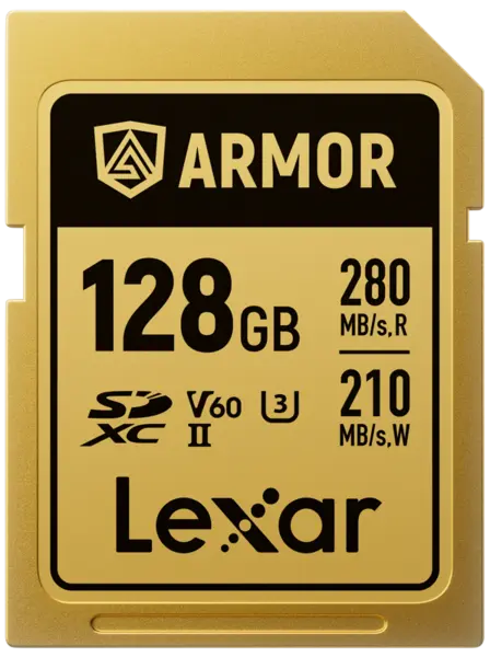Lexar SDXC ARMOR Gold UHS-II U3, Stainless Steel, IP68 R280/W210 (V60) 128GB, Card memorie