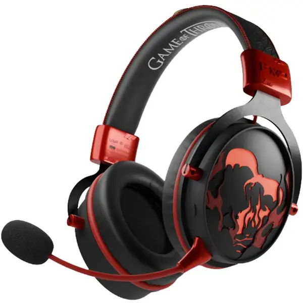 LEXIP Casti Gaming Wireless On Ear, Game of Thrones Dragon, multiplatforma, Negru-Rosu