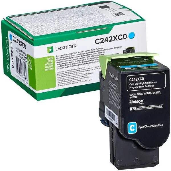 LEXMARK Toner Lexmark de capacitate mare C242XC0, 3500 de pagini, Cyan