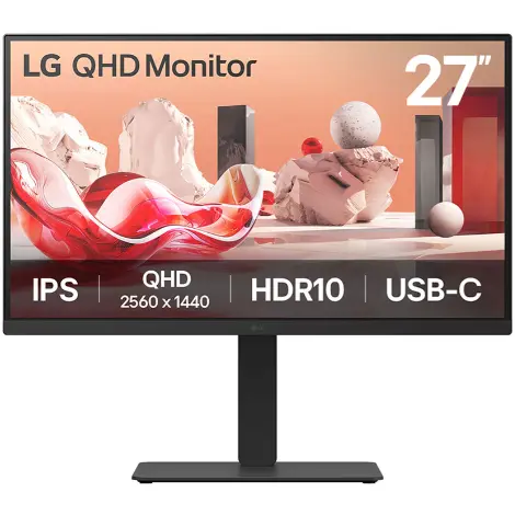 LG Monitor IPS LED LG 27BA75QB-B, 27, QHD 2560 x 1440, HDMI, DisplayPort, Boxe, Pivot, 100 Hz, 5 ms Negru