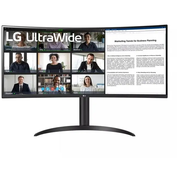 LG Monitor VA LED LG 34 34WR55QK-B, WQHD (3440 x 1440), HDMI, DisplayPort, Ecran curbat, 100 Hz, 5 ms, Negru