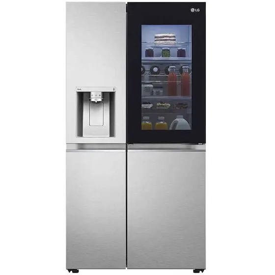 LG Side by side LG GSXV91MBAE, Capacitate 635 l, No Frost, InstaView Door-in-Door, Dozator UVnano, Clasa E, H 179 cm, Inox