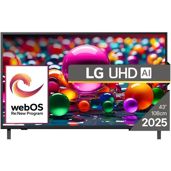 LG Televizor LG LED 43UA74003LB, 108 cm, Smart, 4K Ultra HD, Clasa G (Model 2025), Negru