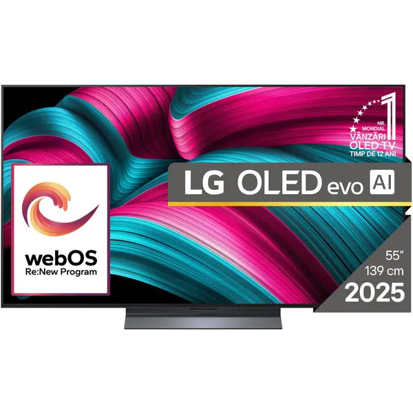 LG Televizor LG OLED evo 55C52LA, Diagonala 139 cm, Rezolutie 3840 x 2160, Smart, 4K Ultra HD, 100 Hz, Clasa F, Gri-inchis